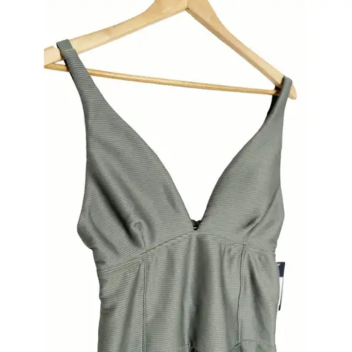 Rachel Roy Army Green Ribbed One Piece Plunge Swimsuit Size Large