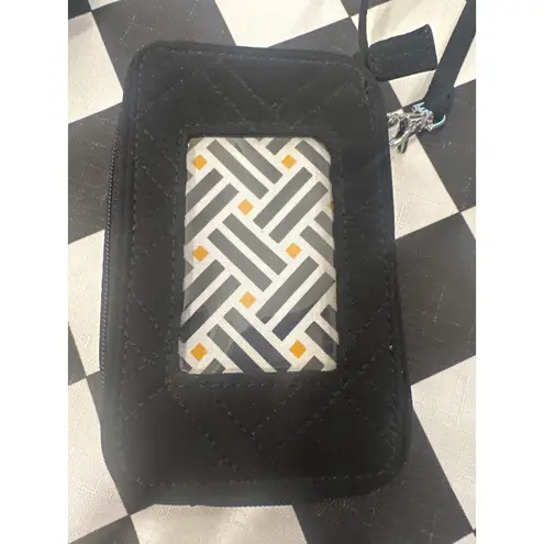 Vera Bradley  Black Quilted RFID Wallet Wristlet Card Holder ID Window Zip Around
