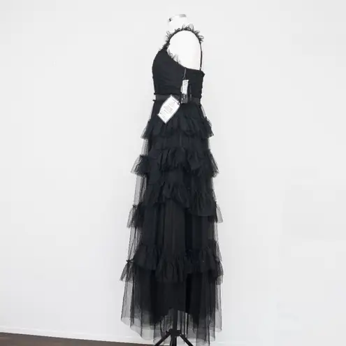 Betsy and Adam Gigi Long Ruffle Mesh Dress