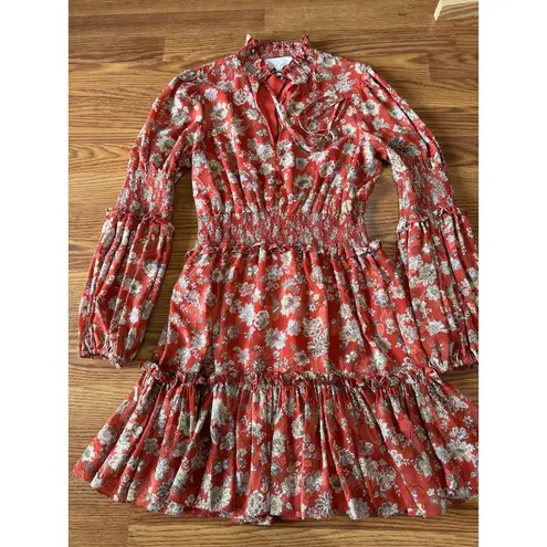 Alexis  orange Rosewell Tiered High-Neck Floral Cocktail Dress size M