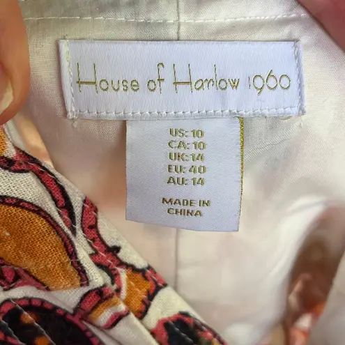 House of Harlow  1960 Printed Belted Linen Blend Romper Size 10