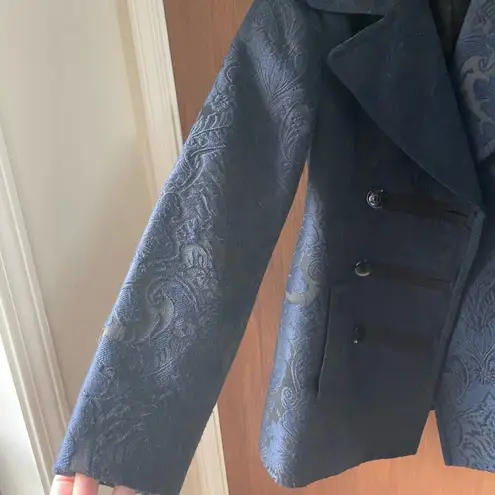 Y2K Blue brocade peacoat retro Size 4
