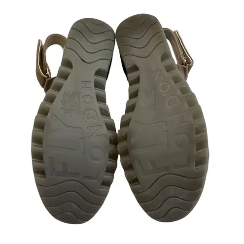 Fly London Yates Taupe Nubuck Wedge Sandal, Sz 39