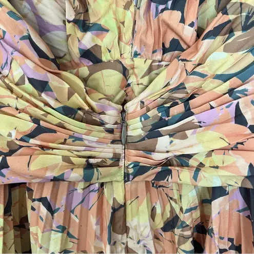 NWT Acler Palms Pleated Maxi Dress in Kaleidoscope Floral Yellow Size 4