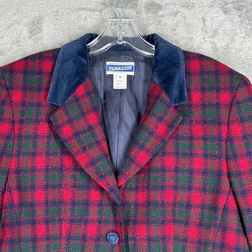 Pendleton Blazer Womens 12 Red Green Tartan Plaid Wool Blend Preppy Academia