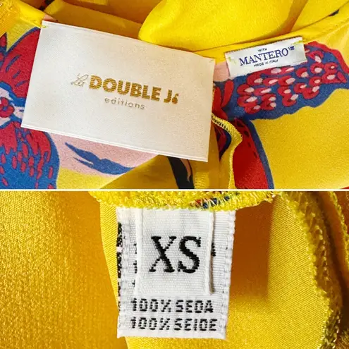 La DoubleJ Summer Visconti Silk Maxi Dress Yellow Floral Print Size XS NWOT