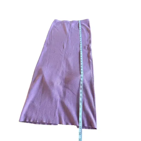 Olive & Oak Midi Length Ribbed Knit Skirt Rear Slit In Lavender Pink Size M