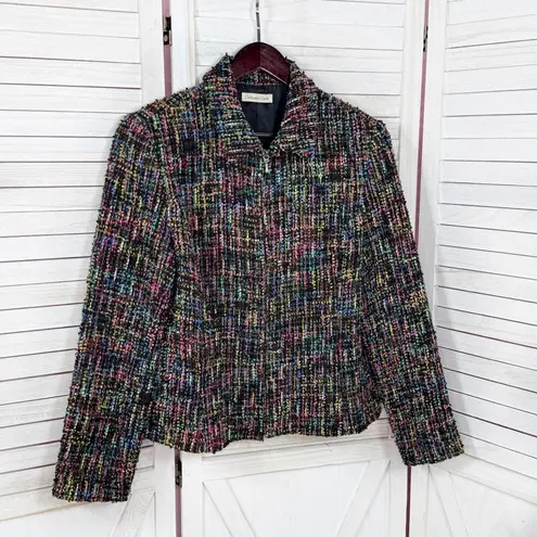 Coldwater Creek Vintage Boucle Tweed Wool Blend Blazer Jacket Multicolor 14