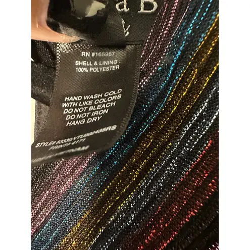 Alexa B Nites Metallic Stripe Cut Out Long Sleeve Party Dress 4 NEW with Tags