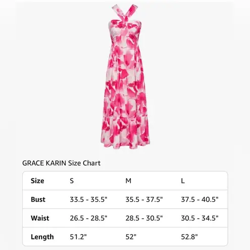 Grace Karin Criss Cross Halterneck Flowly A Line Maxi Dress in Pink Watercolour