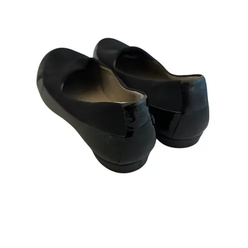Ecco Black Comfort Flats Patent Textile Stretch Pull