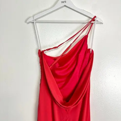 Katie May Winnipeg One Shoulder Ruched Knit Gown in Coral Size Large