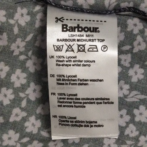 Barbour Midhurst Top Floral Ditsy Print Smocked Ruffle Lyocell Long Sleeve 6 New