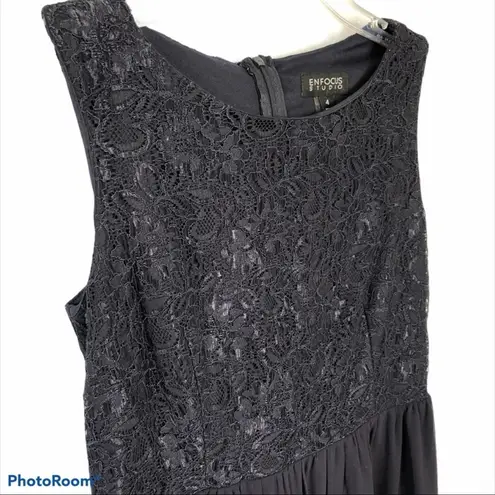 Enfocus Studio Navy Blue High-Low Chiffon Midi Dress Size 4