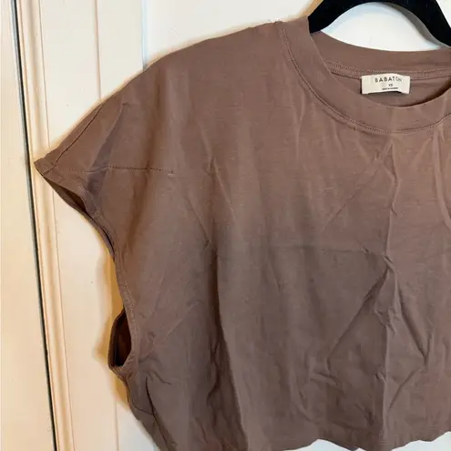 Babaton Brown Cotton Cap Sleeve Boxy Tee