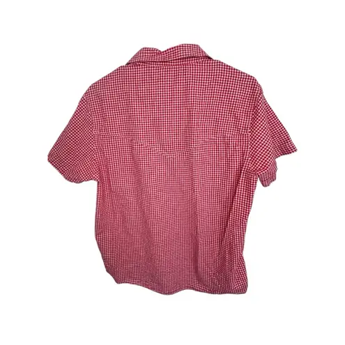 Forenza Vintage Red And White Gingham Snap Button Up Short Sleeve Shirt