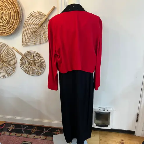 Vintage Dawn Joy II Red Studded Cropped Jacket Black Maxi Dress 2 Piece Set 22W Size undefined