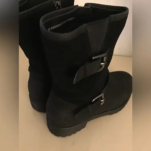 Blondo women black suede biker waterproof boots US 6.5