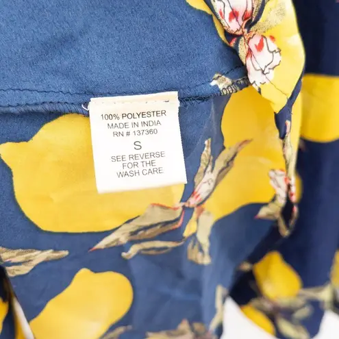 Womens Maxi Skirt Size S Navy Yellow Lemon Print Coastal Resort Maximalist Boho Blue