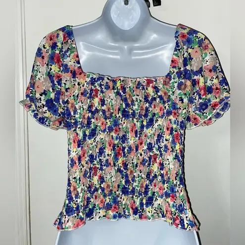 Francesca's  Mi Ami blue floral crop top size Small