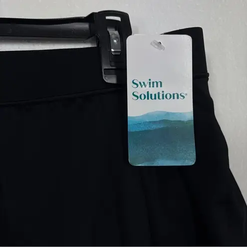 SWIM SOLUTIONS NWT Swan tier ruffled tankini top + skort bottoms 18 Black