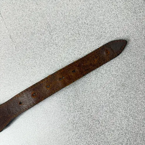 REI Beaded Leather Belt 30 Brown Colorful Stitched Western Southwest *No Buckle