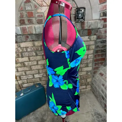 La cove swimsuit floral modesty panel skirtlet blue green Size 12