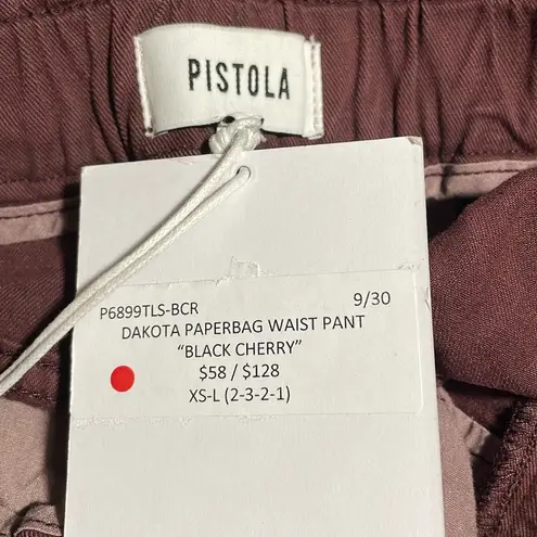 Pistola Paperbag Waist Pants Ankle Length Black Cherry Size Small NWT