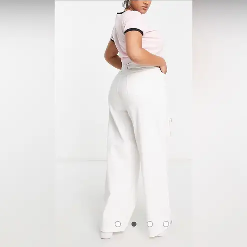 Missguided Plus White Zipper Tactical Cargo WideLeg BaggyLounge Pants Pockets 18