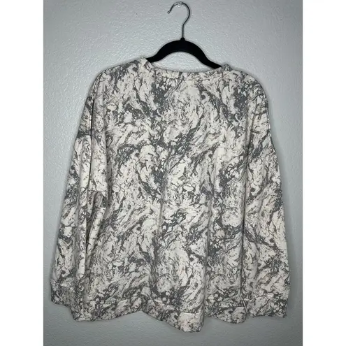 NEW H Halston Studio Sweater Womens Large Marble Print Pullover Long Sleeve