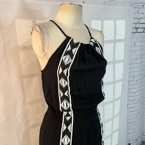 Ella Moss black embroidered halter neck sundress size small