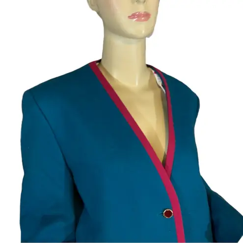 Pendleton TEAL BLUE AND PINK VINTAGE 1980'S WOOL BLAZER (16)