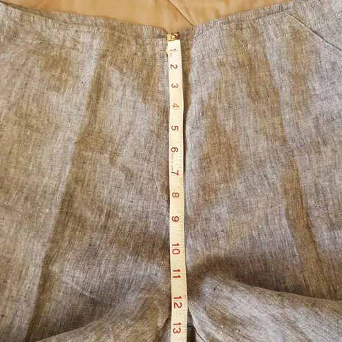 Monterey Bay 100% Linen Dress Pants High Waist Gray Button Minimalist Plus Sz 16