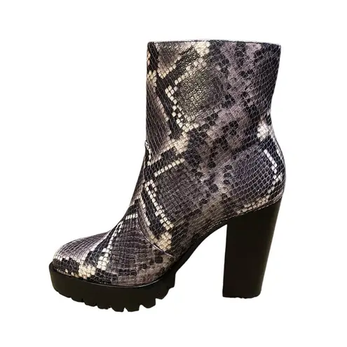 AllSaints Ana Snake Emobossed Lug Womens Boot Size US Size 7 NEW Black