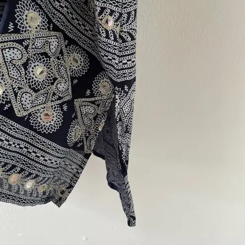 Ruby Yaya Dress Womens Medium Blue Kaftan Sequin Lined Lightweight Metallic