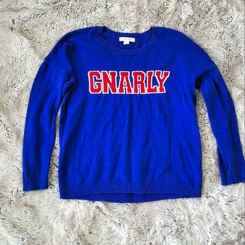 Adam Levine Gnarly Knit Varsity Sweater Blue Size XL