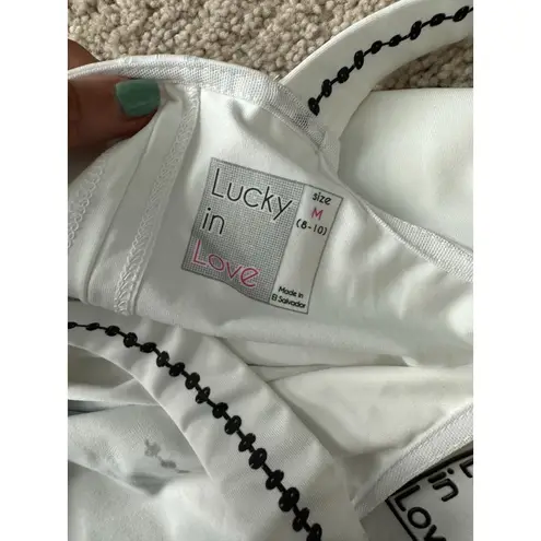 LUCKY IN LOVE Chevron Logo Tank Top Size M NEW White Size M