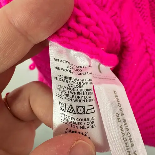 Lou & Grey for LOFT Pink Fringe Knit Turtleneck Sweater Women's Size Small