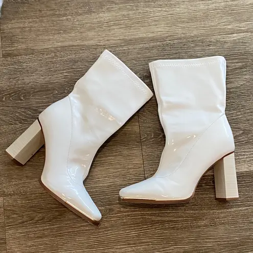 Dream Paris Dream Pairs festival cosplay white gogo boots mid calf patent 8