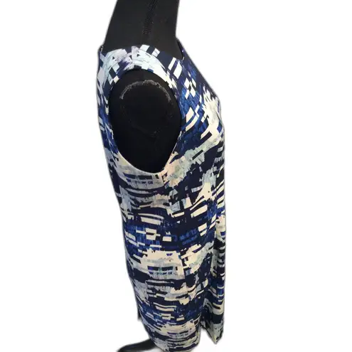 Mario Serrani Italy Navy White Stretch Sleeveless Shift Dress Size 12 EUC