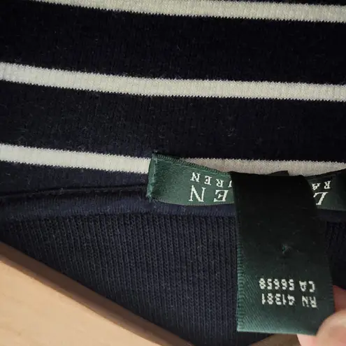 Ralph Lauren Lauren  Navy Ivory Stripe Zip Sweater Jacket Cotton‎ Medium