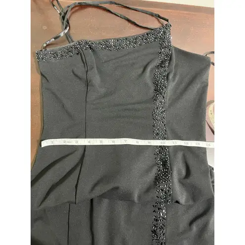 Betsy and Adam by Jas Lene Black One Shoulder Beaded Formal Evening Dress Size 8