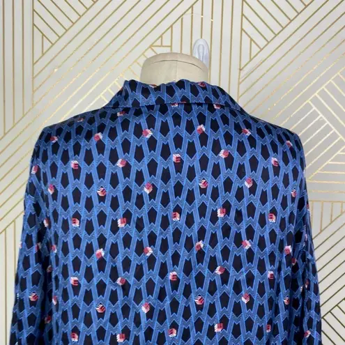 Maje Cristen Blouse Top Blue Printed Geometric
