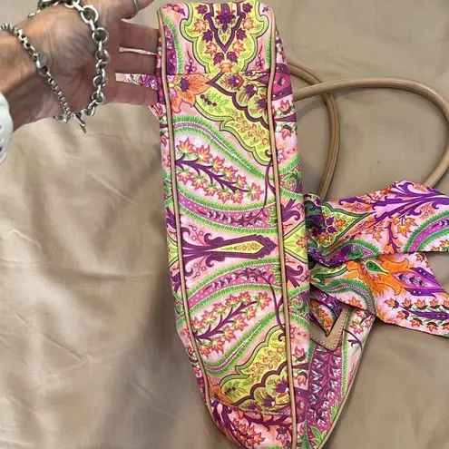 Echo like new cotton/silk/leather bag in beautiful purples/pinks/greens paisley Pink
