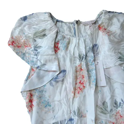 Rebecca Taylor NWT Hydrangea Floral in Snow Combo Silk Blend Short Dress 8 $395