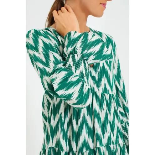 Pomander Place Tuckernuck Green Ikat Kenzo Dress Tiered Bell Sleeve Zig Zag XXXL Size undefined