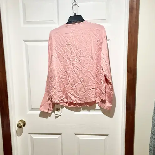 Something Navy NWT  Pink Button Front Blouse