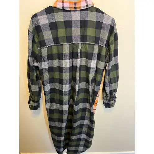 ASOS  Colorblock Long Sleeve Plaid Flannel Long Length Dress Duster Size 6