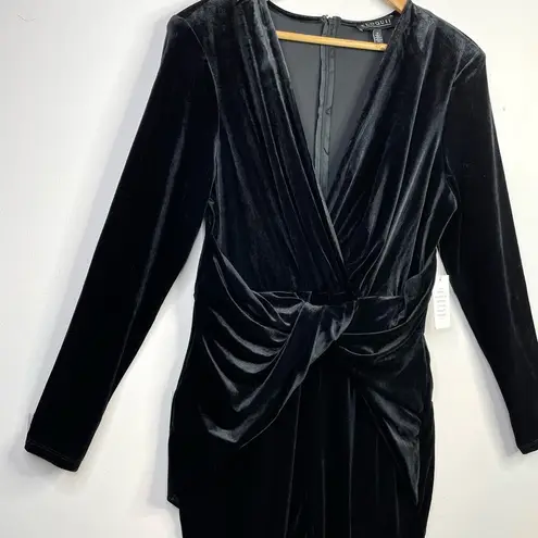 Eloquii Black Velvet Velour Catsuit Jumpsuit Deep V Neck Twist Front 18 new