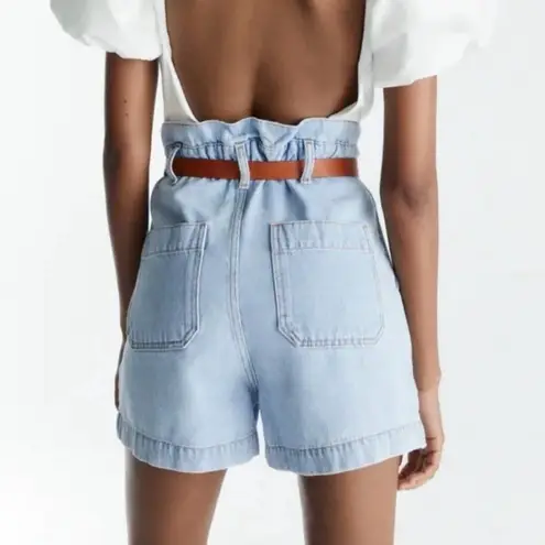 ZARA  // High-waisted Paperbag Denim Shorts